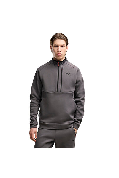 Puma Pumatech Мъжки сив суичър с полуцип в ежедневен стил 69395034