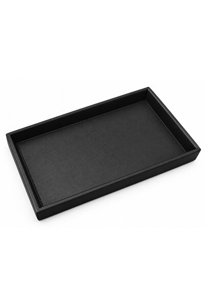 VISIONARIO Siyah Deri Tepsi -Premium Sunum ve Dekoratif Kahve Servis Tepsi