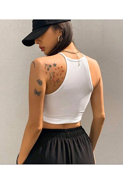 Beyaz askılı crop