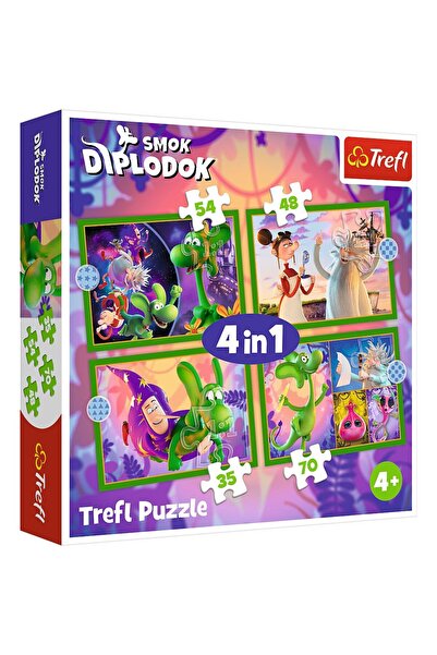 Trefl PUZZLE 4IN1 LUMEA DRAGONULUI DIPLODOK