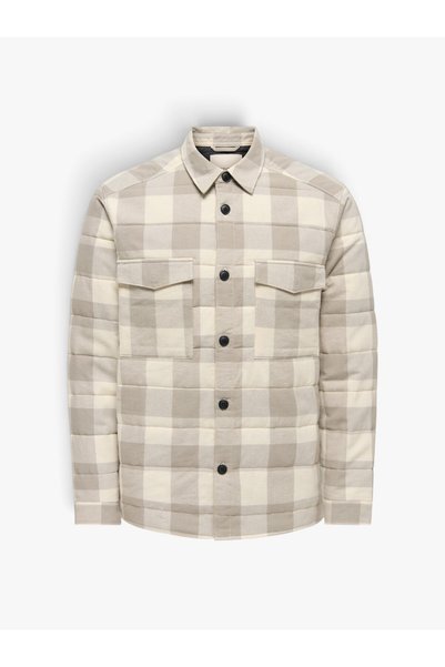 Only & Sons ONSGUDMUND CHECK SHACKET VD Erkek Beyaz Gömlek - 4909261