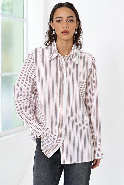 French Connection Women's Powder Pink Multi Cambria Cotton Pintuck Shirt