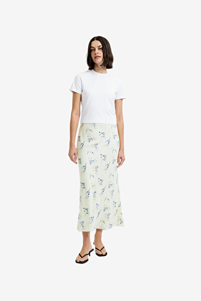 French Connection Women's Cucumber Crush Harper Fleur Bias Midi Skirt