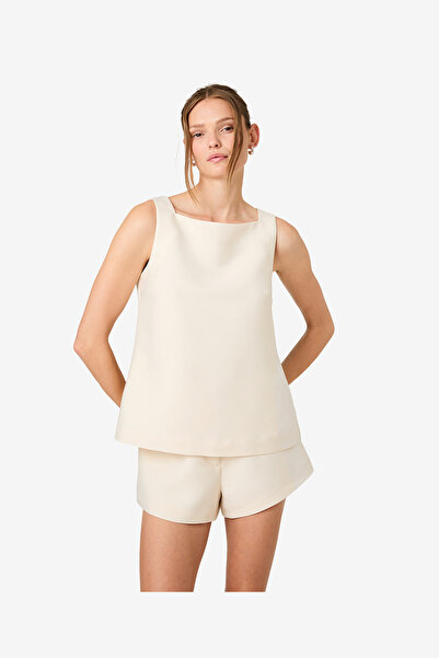 French Connection Women's Porc Crm Struct Taff Slvlss Aline Top