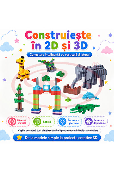 RCO Set de constructie STEM - Fun Blocks Educational, Link Cubes, + 3 ani