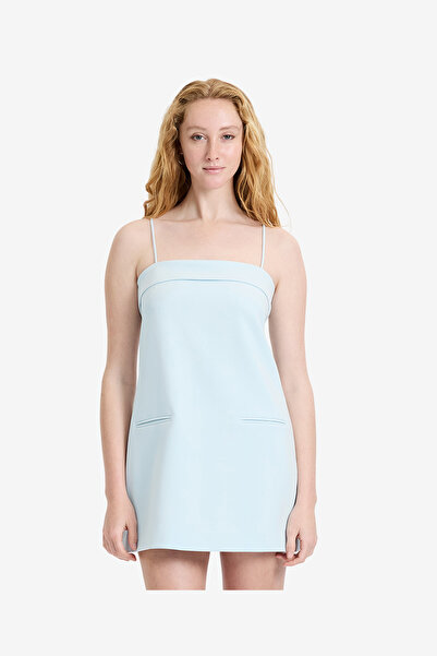 French Connection Women's Light Dream Blue Azra Twill Foldover Strappy Dress