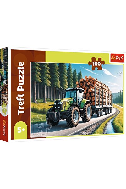 Trefl PUZZLE 100 TRACTOR FORESTIER CU LEMNE