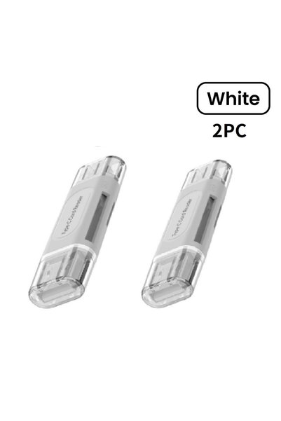 Choice5 قارئ بطاقات متعدد الوظائف أبيض اللون 2 في 1 بمنفذ USB من النوع C لبطا...