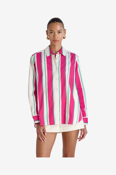French Connection Women's Havana Stripe Alexis Pop Havana Str Button Down Shirt