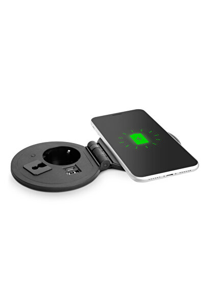 DELIGHT Priza incastrabila pentru birou cu incarcare wireless, USB, USB-C si ...