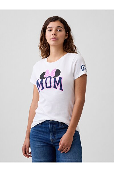 GAP Kadın Beyaz × Disney Logo T-Shirt
