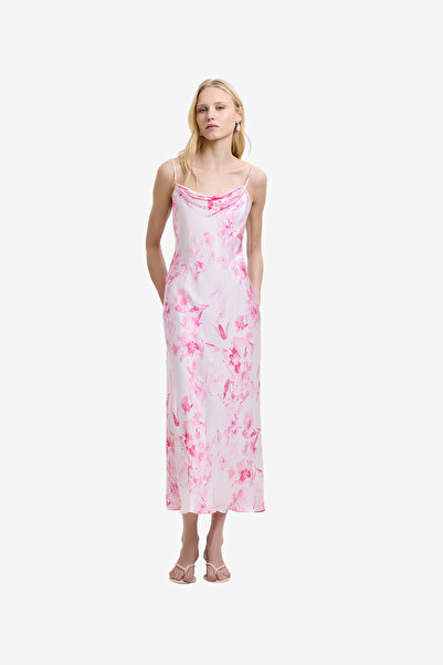 French Connection Women's Pink Icing Oona Satin Sophie Flr Midi Dress