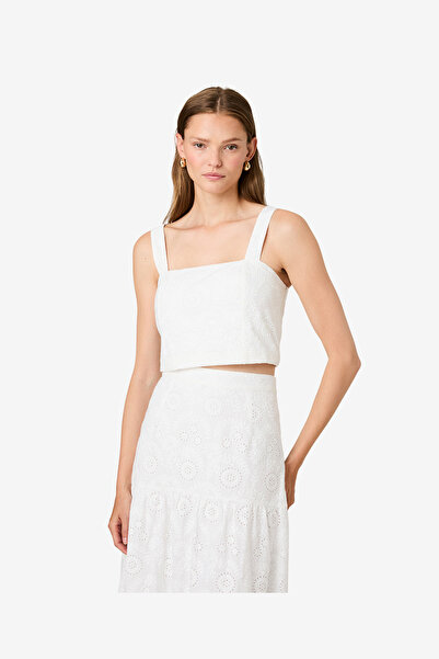 French Connection Women's Summer White Svea Floral Eyelet Top