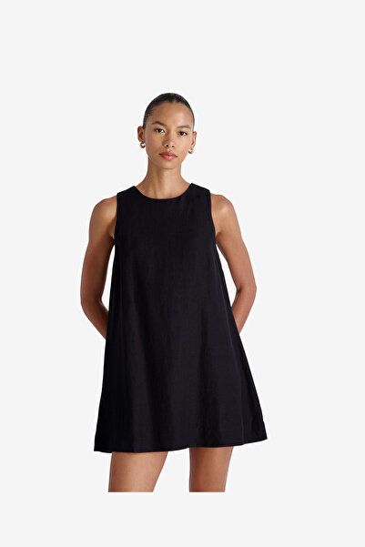 French Connection Women's Black Cooper Linen Slvls Mini Dress