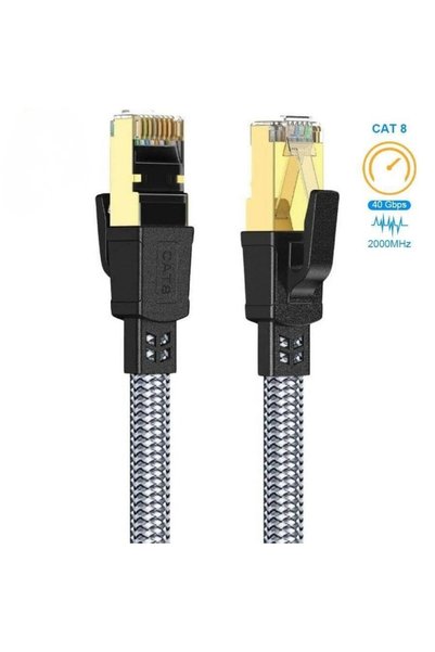 HI-LINK Hi Link Flat Braided Cat8 15 Meter Ethernet Cable High Speed 40Gbps 2000Mhz Ethernet Cable Fk081
