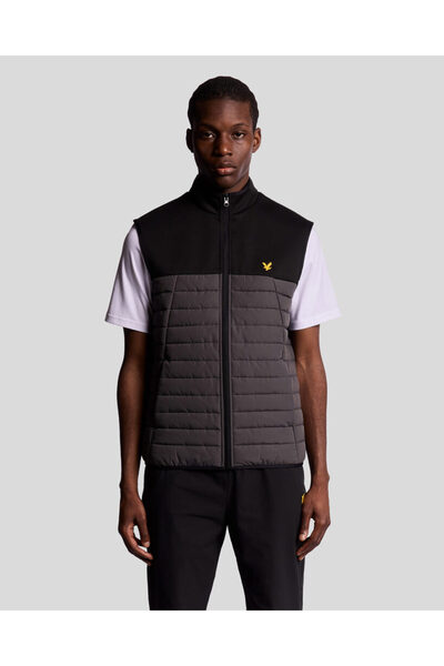 Lyle & Scott Quilted Vest with zippered, high collar and embroidered logo, re...
