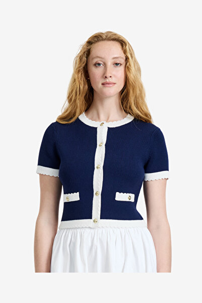 French Connection Women's Marine-Summer White Bennet Rib Knit Ss Top