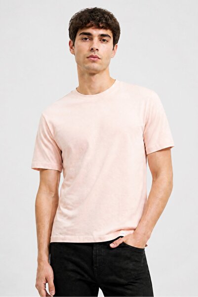 Plenum Studio Men Relaxed Fit Short Sleeve Plain T-Shirt, Light Pink