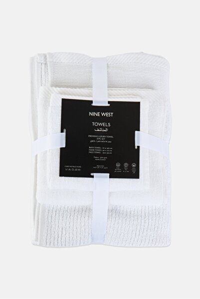 Nine West 3 Pcs Textured Premium Bath Towel, White