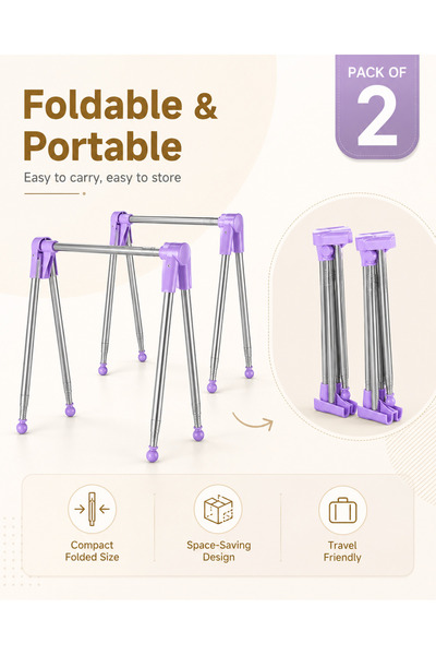 Generic Brand 2 PCS Portable Clothes Rack – Foldable Stainless Steel Clothes ...