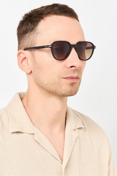 Carrera Men 2076010035486 342 Round Sunglasses, Black