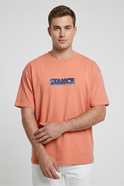 Stance Men Crew Neck Short Sleeve Graphic Print T-Shirt, Old Rose