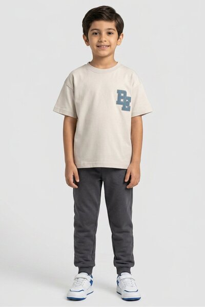 BLANK ESSENTIALS Kids Boy Crew Neck Graphic Print Short Sleeve T-Shirt, Light...