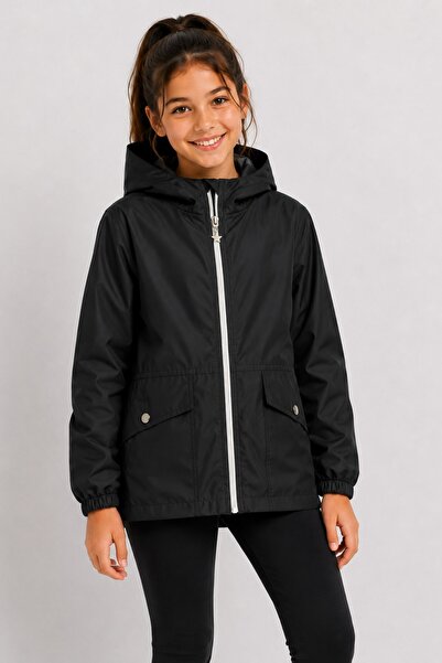 ASYAKİDS CLUB Girl's Hooded Pocket Lined Seasonal Raincoat