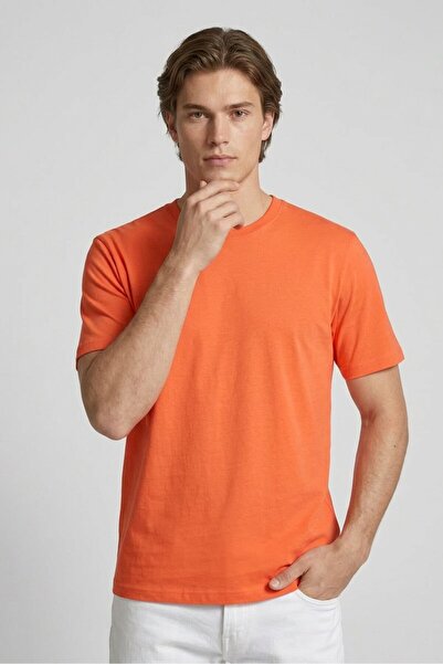 Stance Men Crew Neck Short Sleeve Plain T-Shirt, Bright Orange