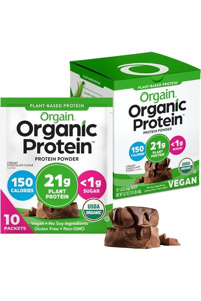 Orgain Organic Plant-Based Protein Powder Travel Pack, Creamy Chocolate Fudge...