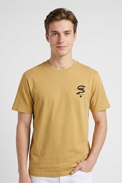 Stance Men Crew Neck Short Sleeve Graphic Print T-Shirt, Khaki