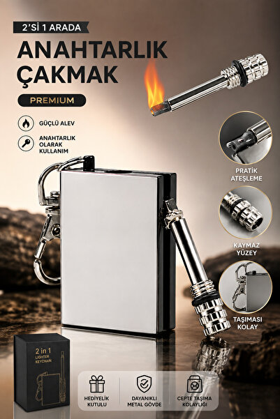 ONRSTORE Metal Kibrit Çakmak Anahtarlıklı Benzinli Sonsuz Kibrit Ateşleyici G...