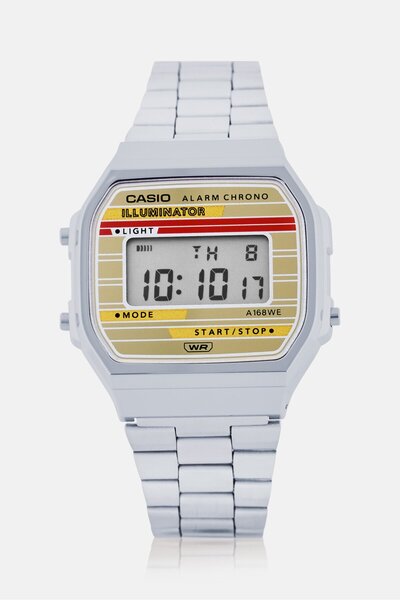 Casio Men A168WEHA-9ADF Digital Stainless Steel Watch 33 mm, Silver