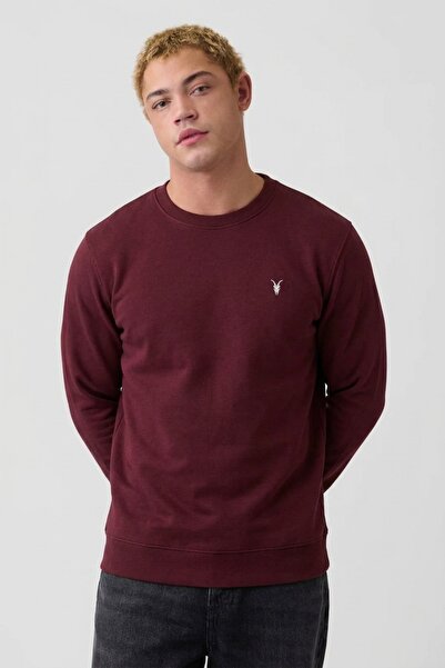 COMBİNE MİCHAİL Burgundy Oversize Cotton Men's Sweatshirt