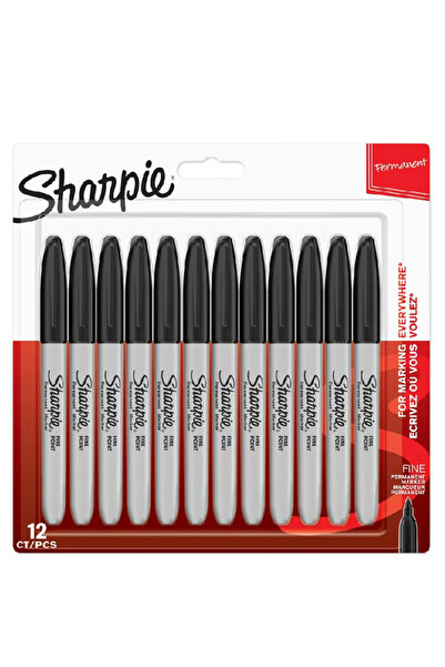 Sharpie Marker permanent negru subțire, blister cu 12 bucăți (1996111)
