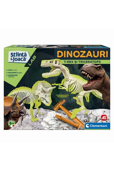As DESCOPERA DINOZAURUL T-REX & TRICERAPTOR FLUO STIINTA SI JOACA