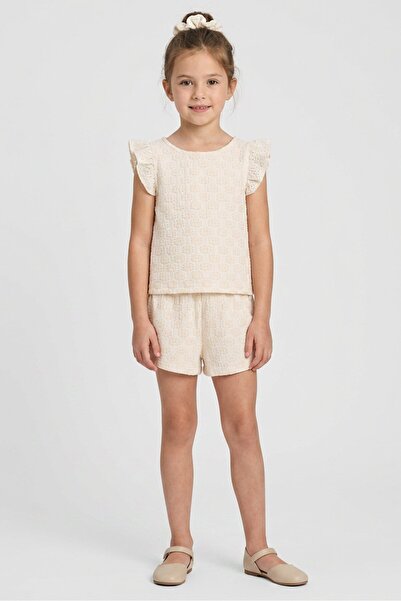 Willow & Whistle Kids Girl 3 Pcs Textured Top And Bottom With Scrunchie Set ,...
