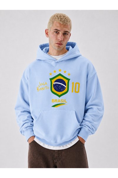 ZAVIXO Hanorac unisex Brazilia Brasil 10 cu glugă supradimensionată și buzuna...