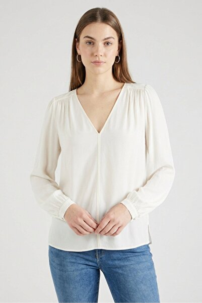 Hugo Boss Boss Women V Neck Solid Long Sleeve Blouse, White