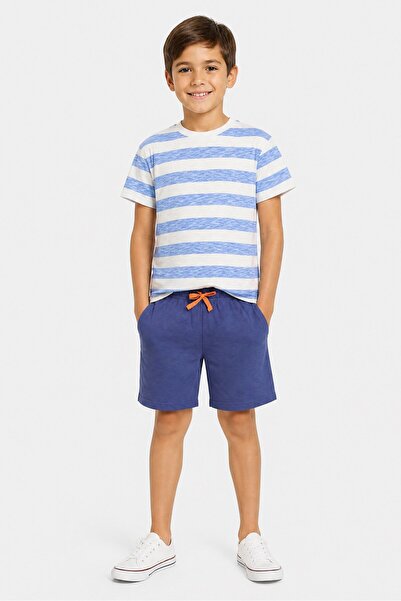 Lily & Jack Kids Boy 3 Pieces Stripe T-Shirt And Shorts With Iron On Badges S...