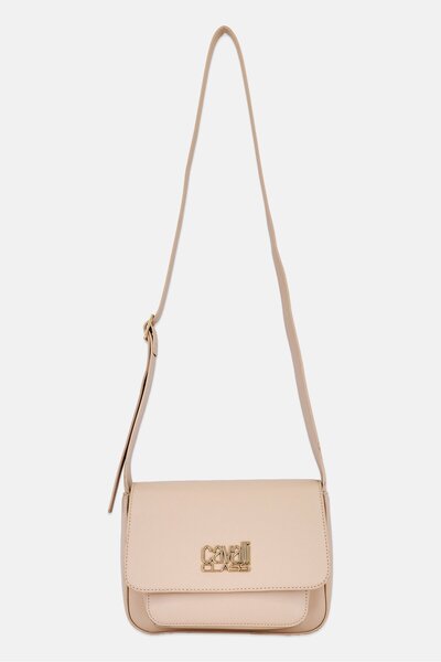 Cavalli Class Women Brand Logo Crossbody Bag, Beige