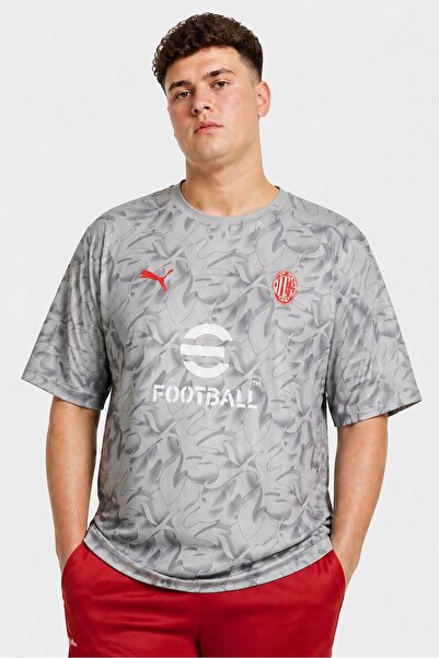 Puma Men Sportswear Fit Milan Warm Short Sleeve Soccer Jersey, Grey