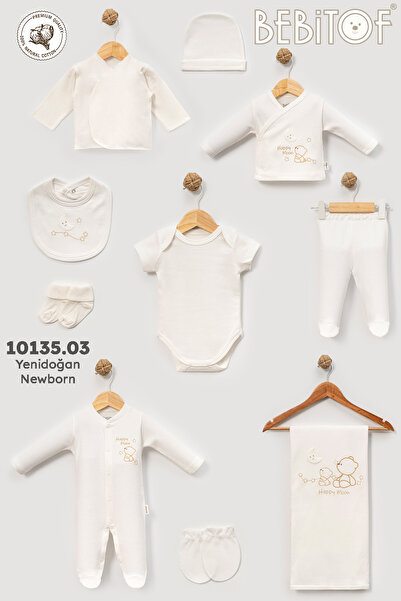 Bebitof Happy Moon Patterned 10-Piece Boxed Newborn Hospital Release Bodysuit...