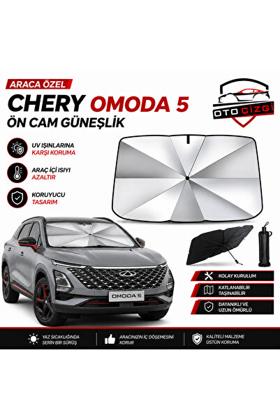 Oto Çizgi Chery Omoda 5 Şemsiye Tip Ön Cam Güneşliği Katlanabilir UV Korumalı...