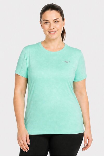 MIZUNO Women Sportswear Fit Short Sleeve Training T-Shirt, Heather Green
