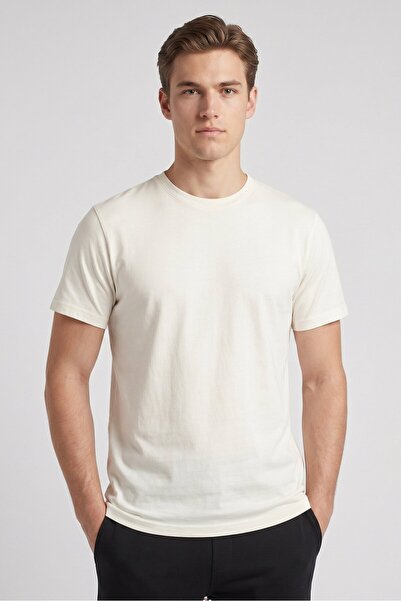 Stance Men Crew Neck Short Sleeve Solid T-Shirt, Off White
