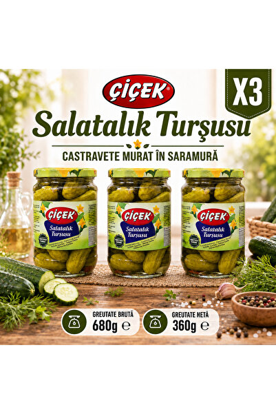 Çiçek Castraveți Murați în Saramură Çiçek, Set 3 x 680 g