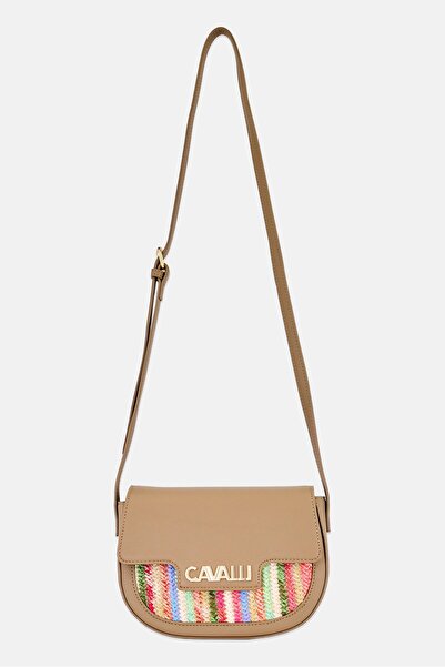 Cavalli Class Women Brand Logo Cross Body Bag, Taupe