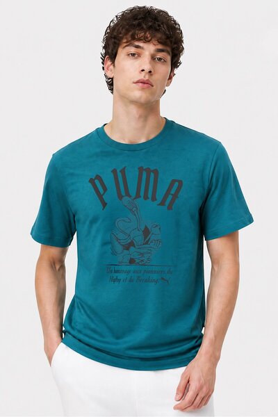 Puma Men Sportswear Fit Short Sleeve Outdoor T-Shirt, Teal Green