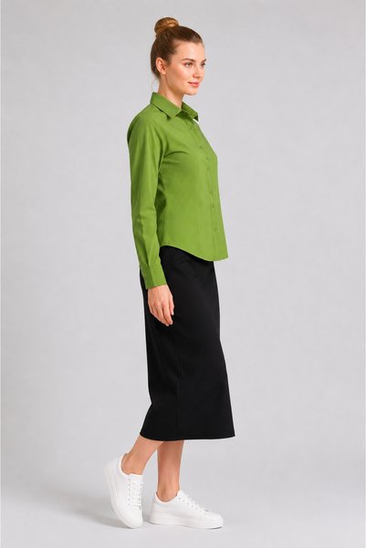 ESADE Women's Light Green Shirt Long Sleeve Button up Shirt Collar Classic Stylish Casual Shirt